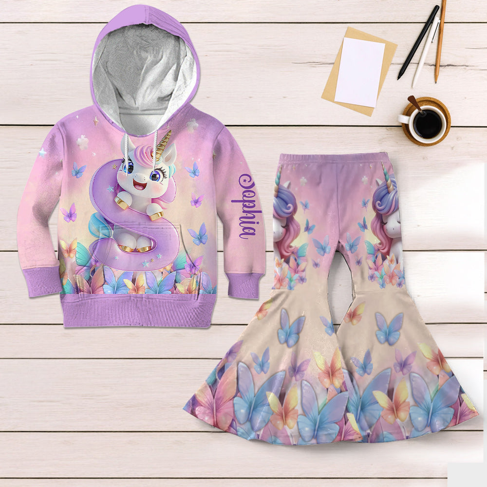 Cute Unicorn - Personalized Kid Kid Hoodie & Flare Leggings Set