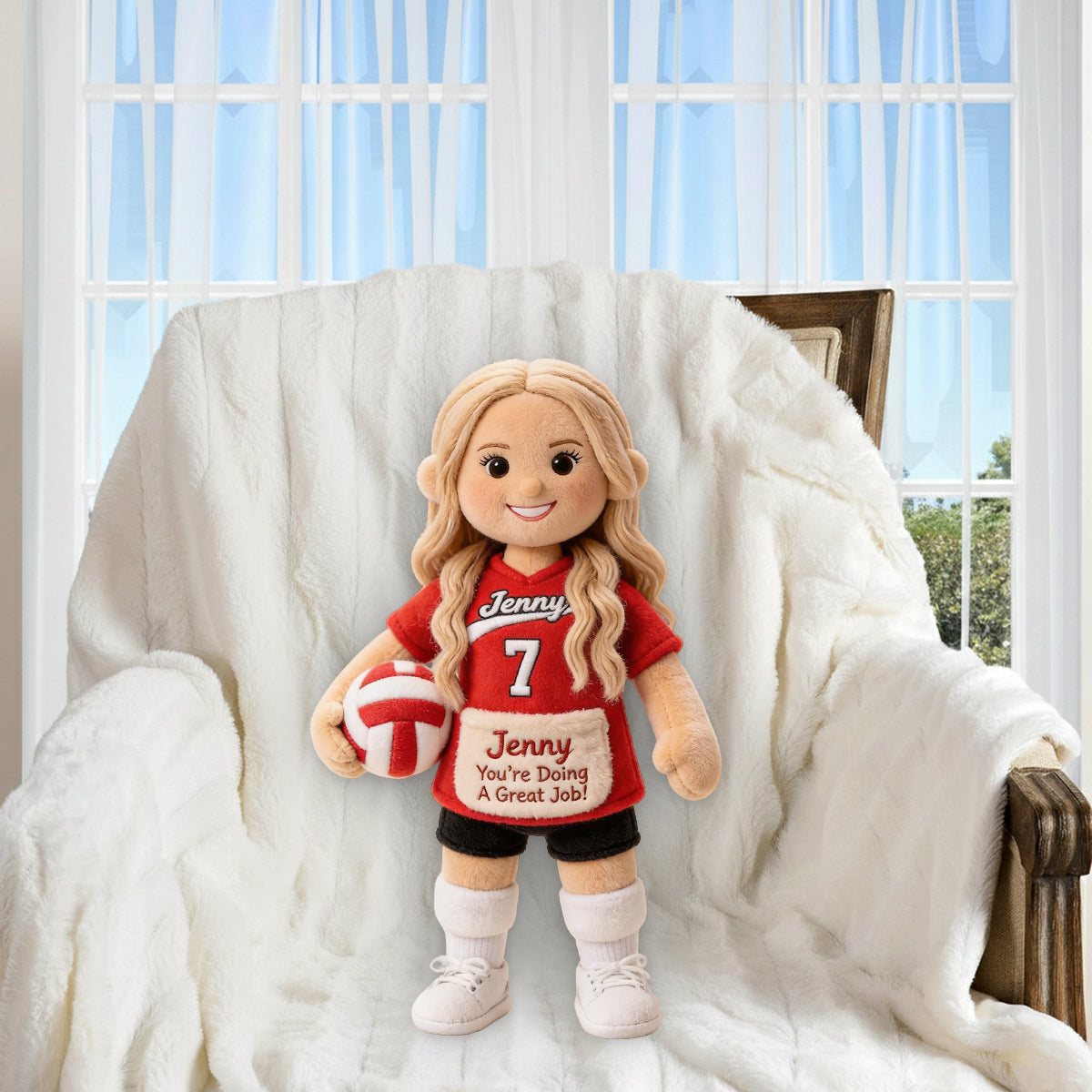 Vous faites un excellent travail ! - Coussin de volleyball personnalisé en fausse fourrure de qualité supérieure