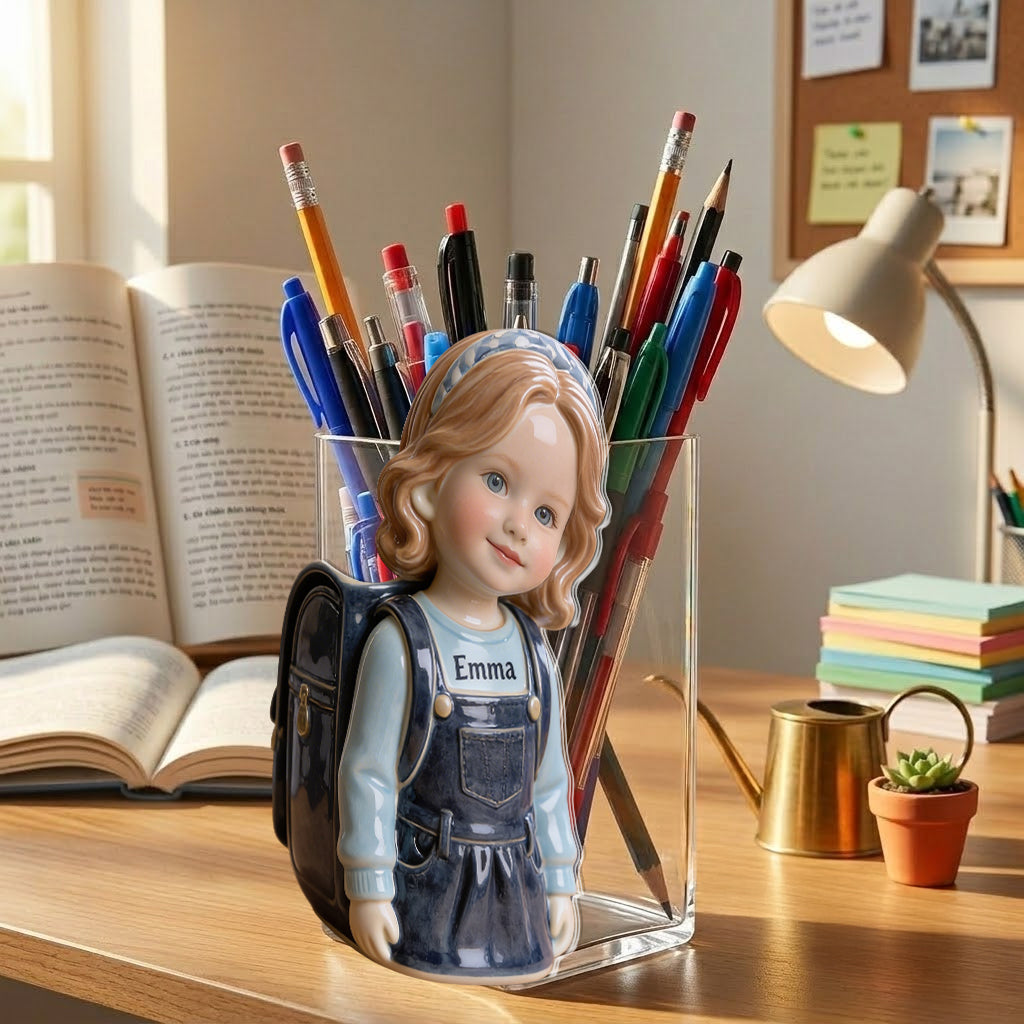 Backpack Buddy Pen Holder - Personalized Kid Acrylic Pot
