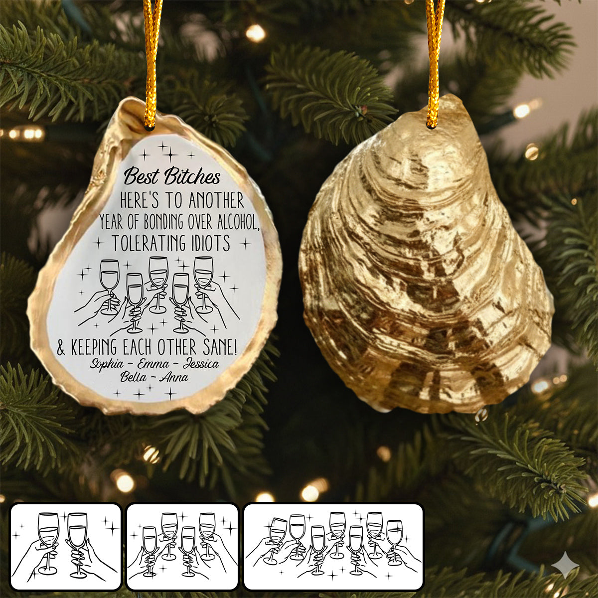 Here's To Another Year - Personalized Bestie Ornament