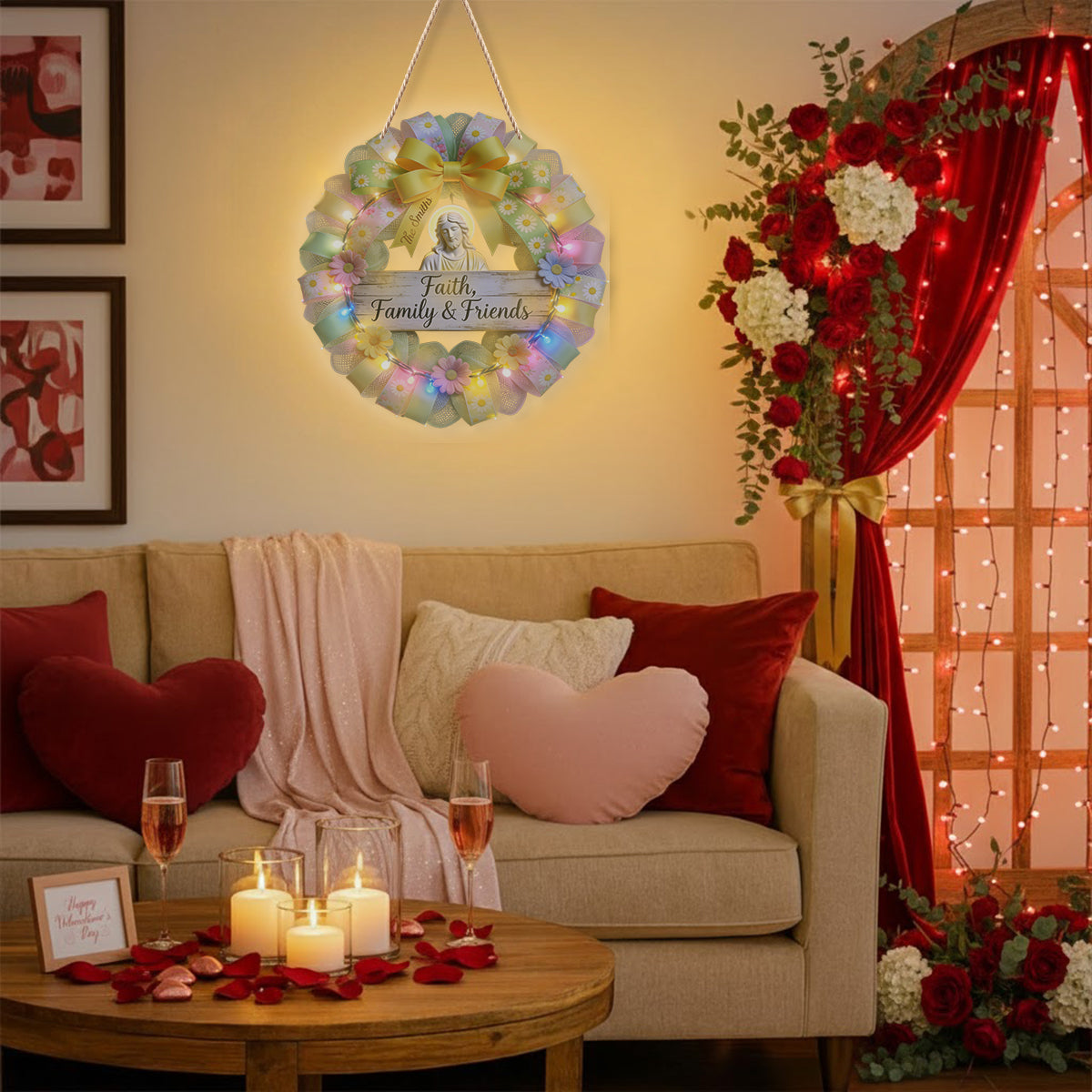 Faith, Family, Friends - Personalized Christian LED Light Acrylic Sign