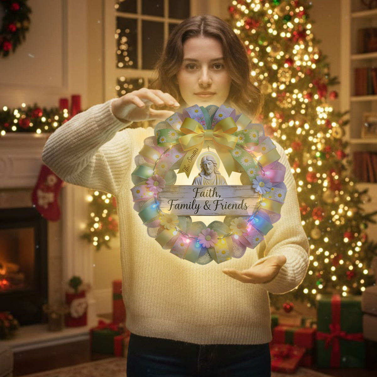 Faith, Family, Friends - Personalized Christian LED Light Acrylic Sign