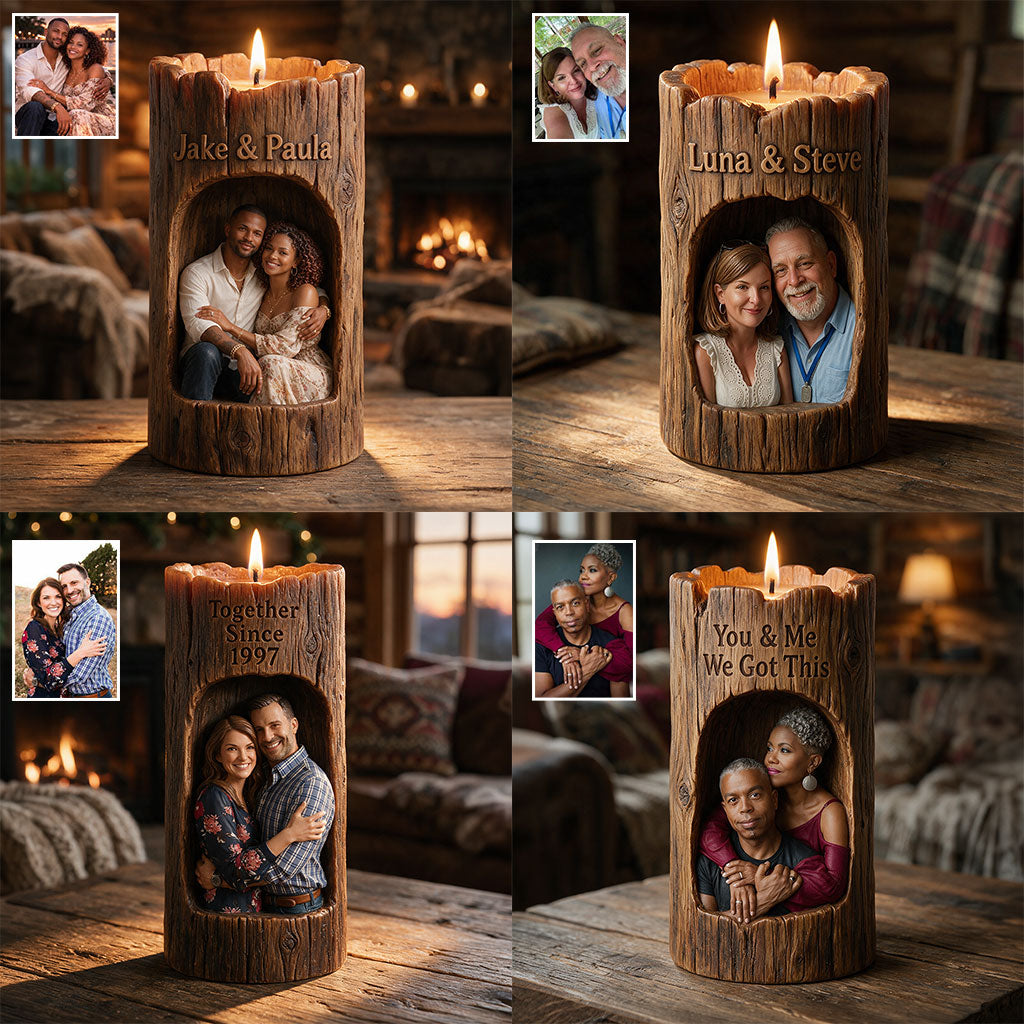 You & Me, We Got This - Personalized Couple Custom Shape Wooden Candle Holder