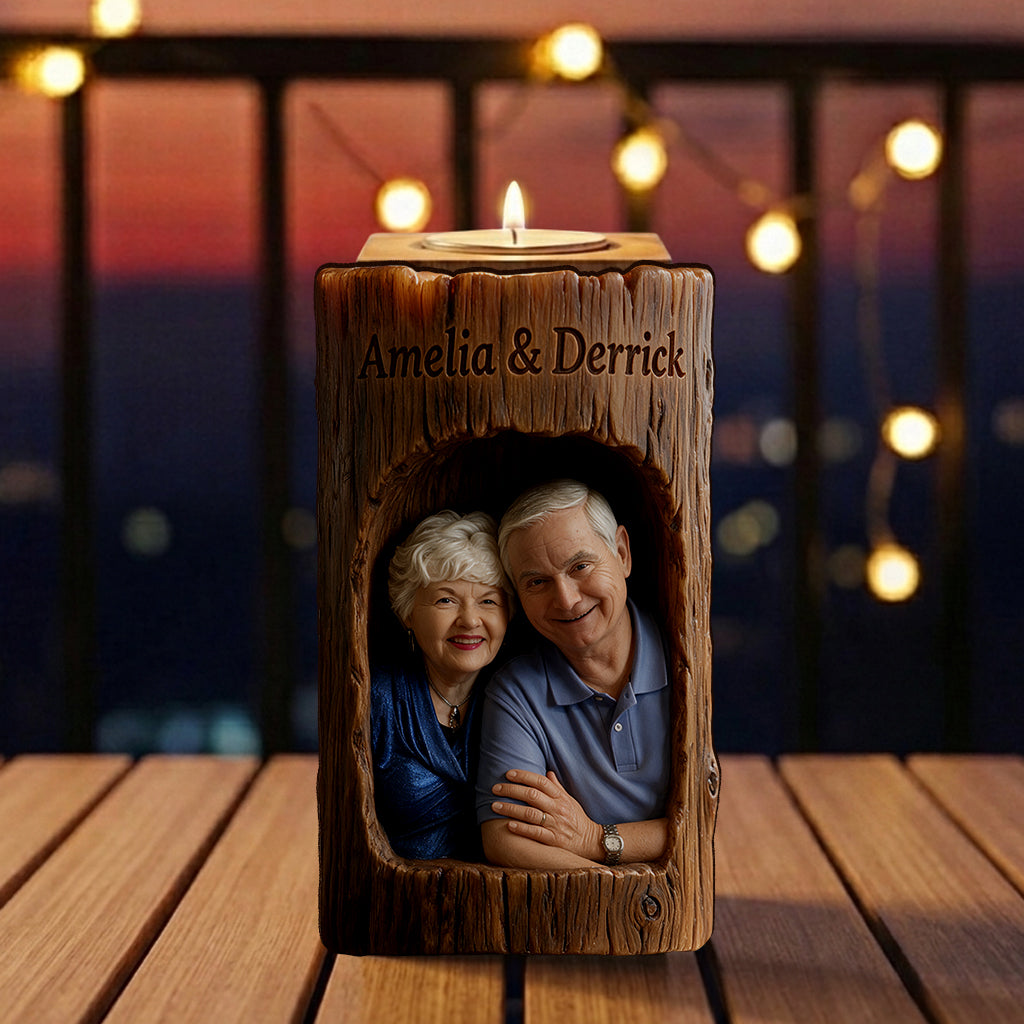You & Me, We Got This - Personalized Couple Custom Shape Wooden Candle Holder