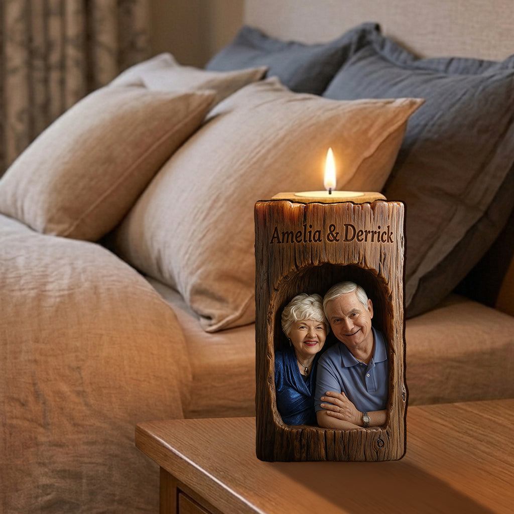 You & Me, We Got This - Personalized Couple Custom Shape Wooden Candle Holder