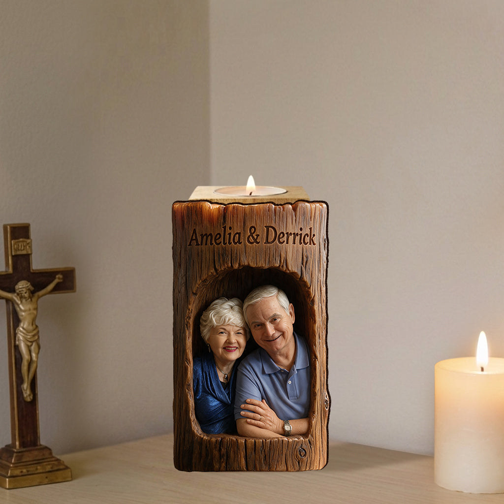 You & Me, We Got This - Personalized Couple Custom Shape Wooden Candle Holder
