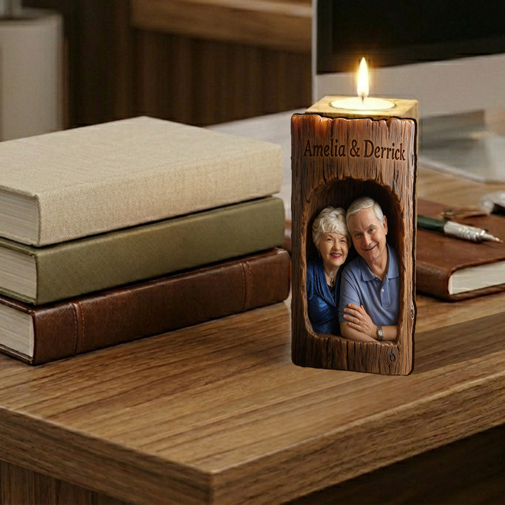 You & Me, We Got This - Personalized Couple Custom Shape Wooden Candle Holder