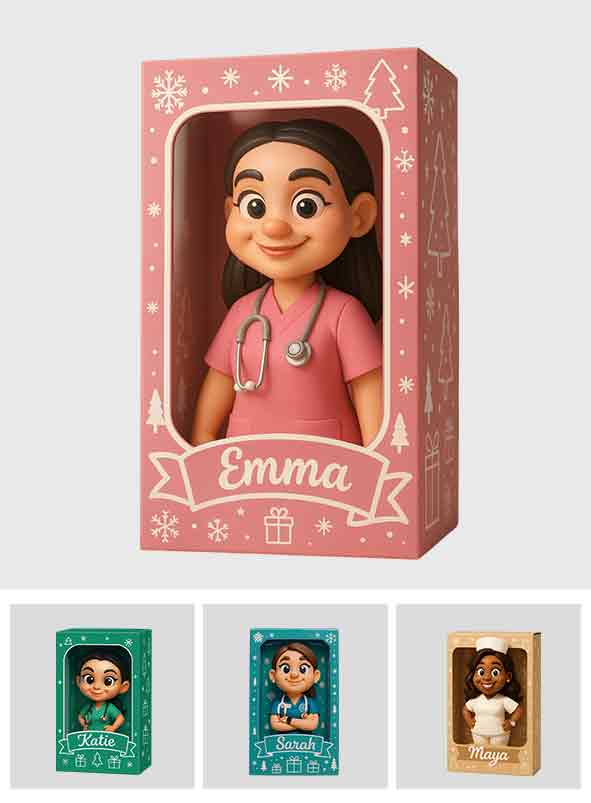 Nurse Christmas Gift Cartoonish Style - Personalized Nurse Custom Shaped Acrylic Plaque