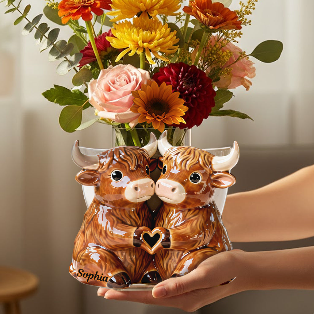 Du und ich, wir schaffen das – Personalisierter Acryl-Topf mit Hochlandrind-Motiv