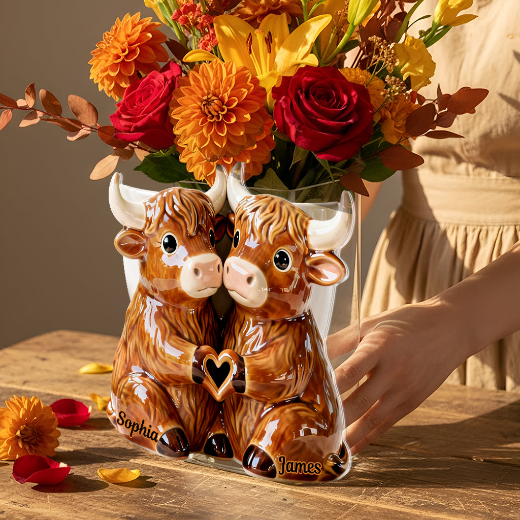 Du und ich, wir schaffen das – Personalisierter Acryl-Topf mit Hochlandrind-Motiv