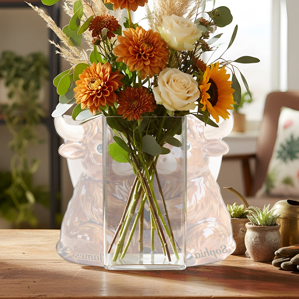 Du und ich, wir schaffen das – Personalisierter Acryl-Topf mit Hochlandrind-Motiv