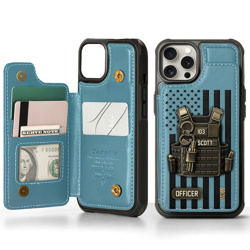 Fier d'être policier - Étui portefeuille personnalisé pour téléphone portable - Policier