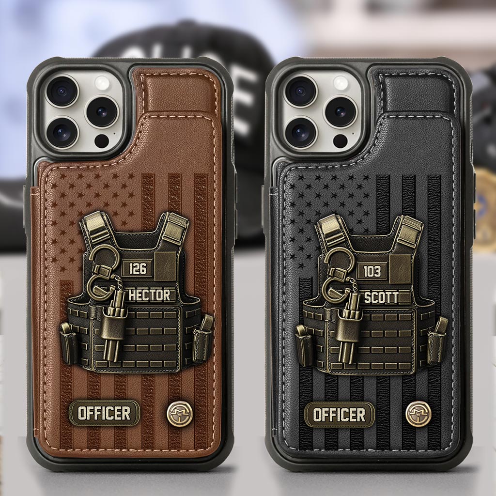 Fier d'être policier - Étui portefeuille personnalisé pour téléphone portable - Policier