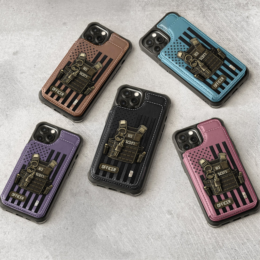 Fier d'être policier - Étui portefeuille personnalisé pour téléphone portable - Policier