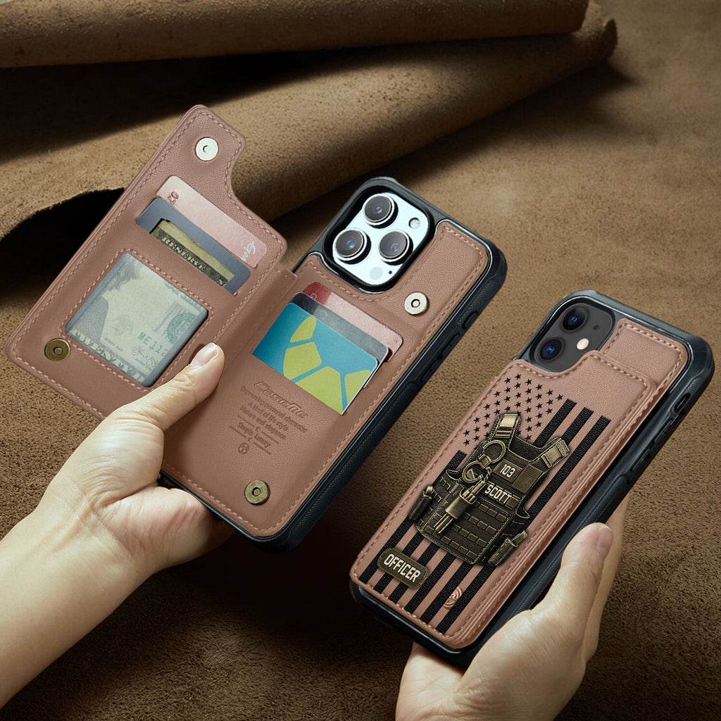 Fier d'être policier - Étui portefeuille personnalisé pour téléphone portable - Policier