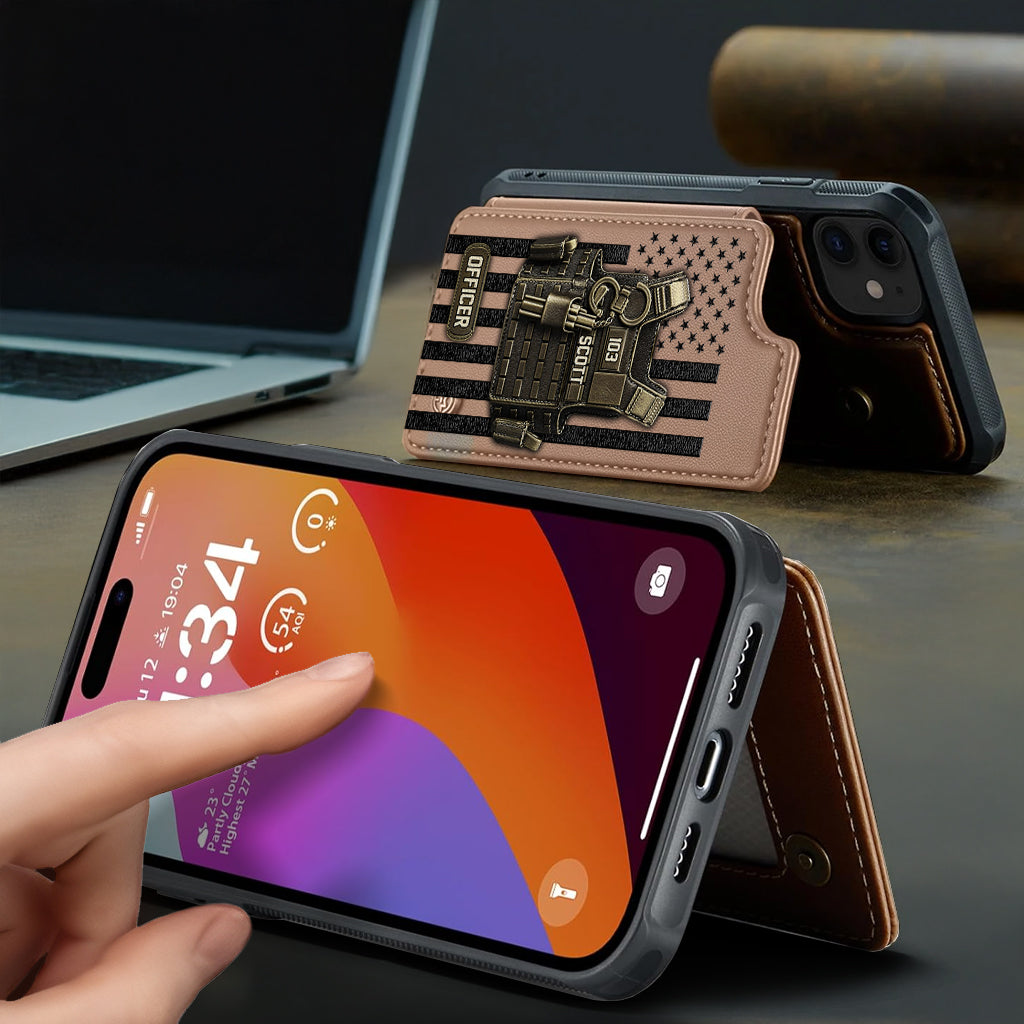 Fier d'être policier - Étui portefeuille personnalisé pour téléphone portable - Policier
