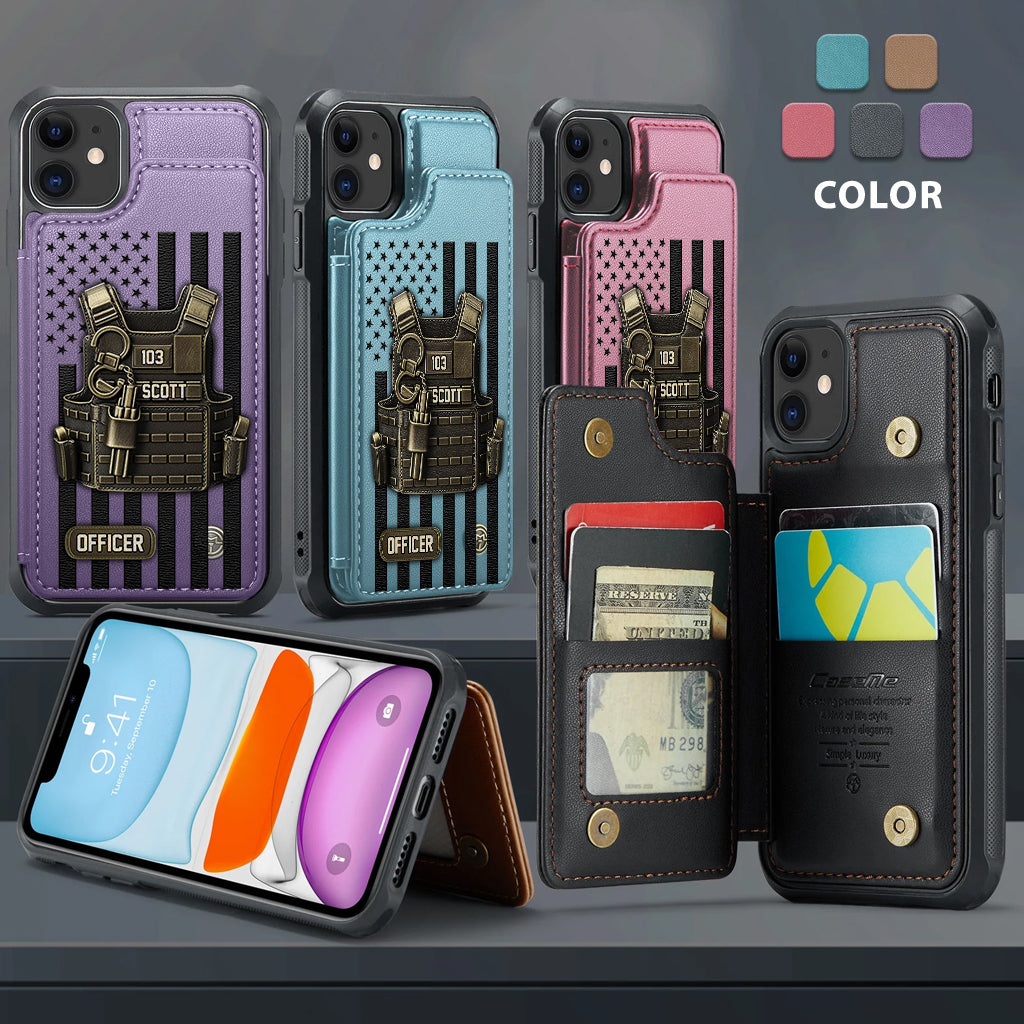 Fier d'être policier - Étui portefeuille personnalisé pour téléphone portable - Policier