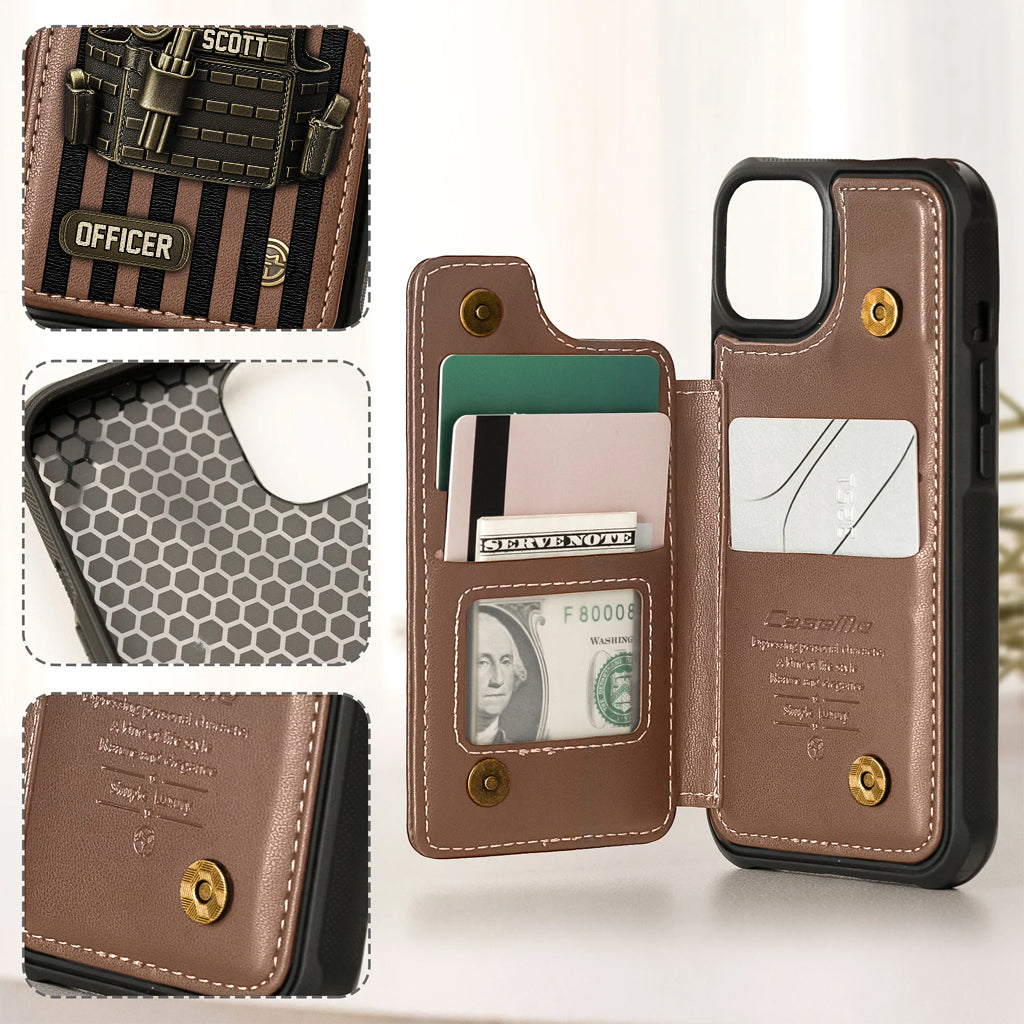 Fier d'être policier - Étui portefeuille personnalisé pour téléphone portable - Policier