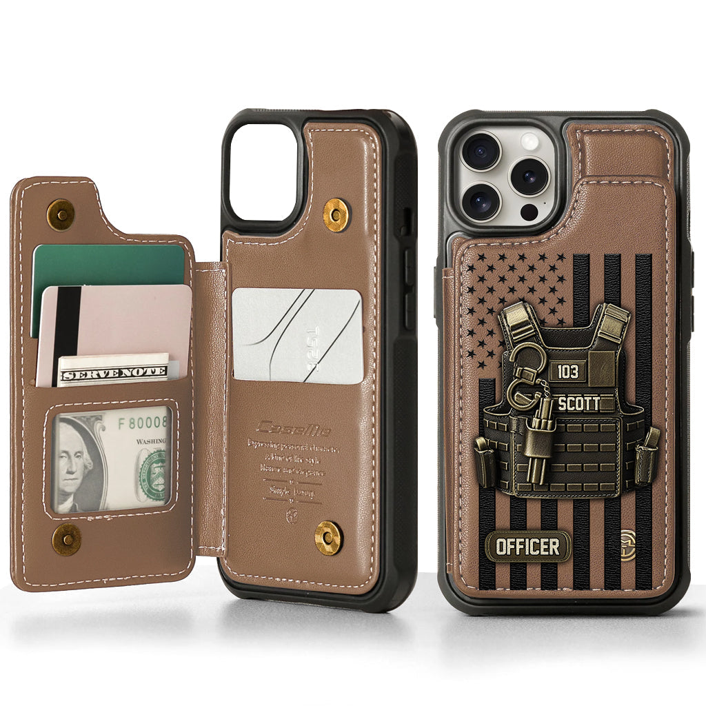 Fier d'être policier - Étui portefeuille personnalisé pour téléphone portable - Policier