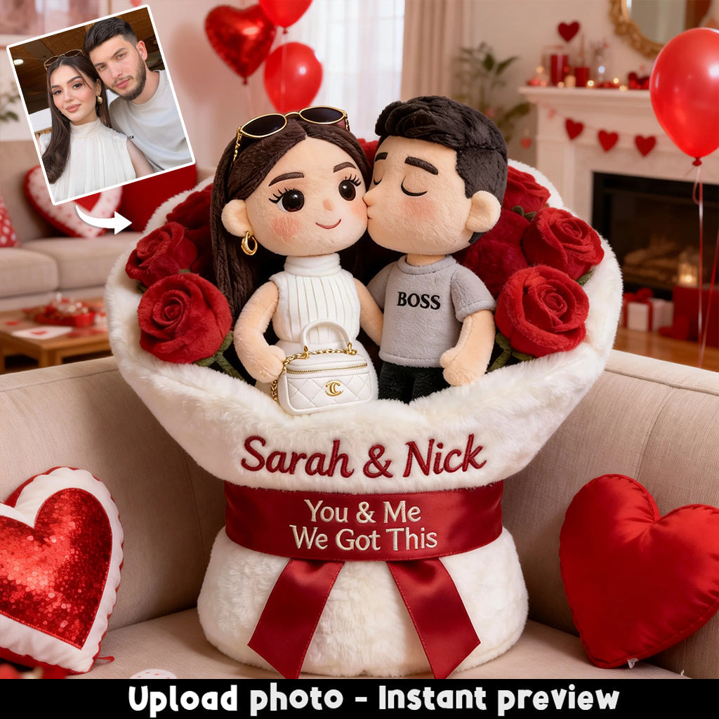 You & Me We Got This - Personalized Couple Faux Fur Shaped Pillow