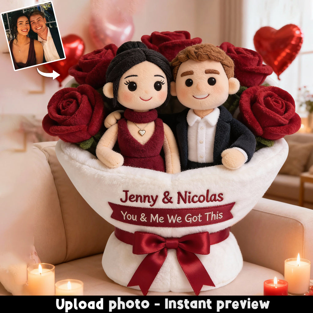 You & Me We Got This - Personalized Couple Faux Fur Shaped Pillow