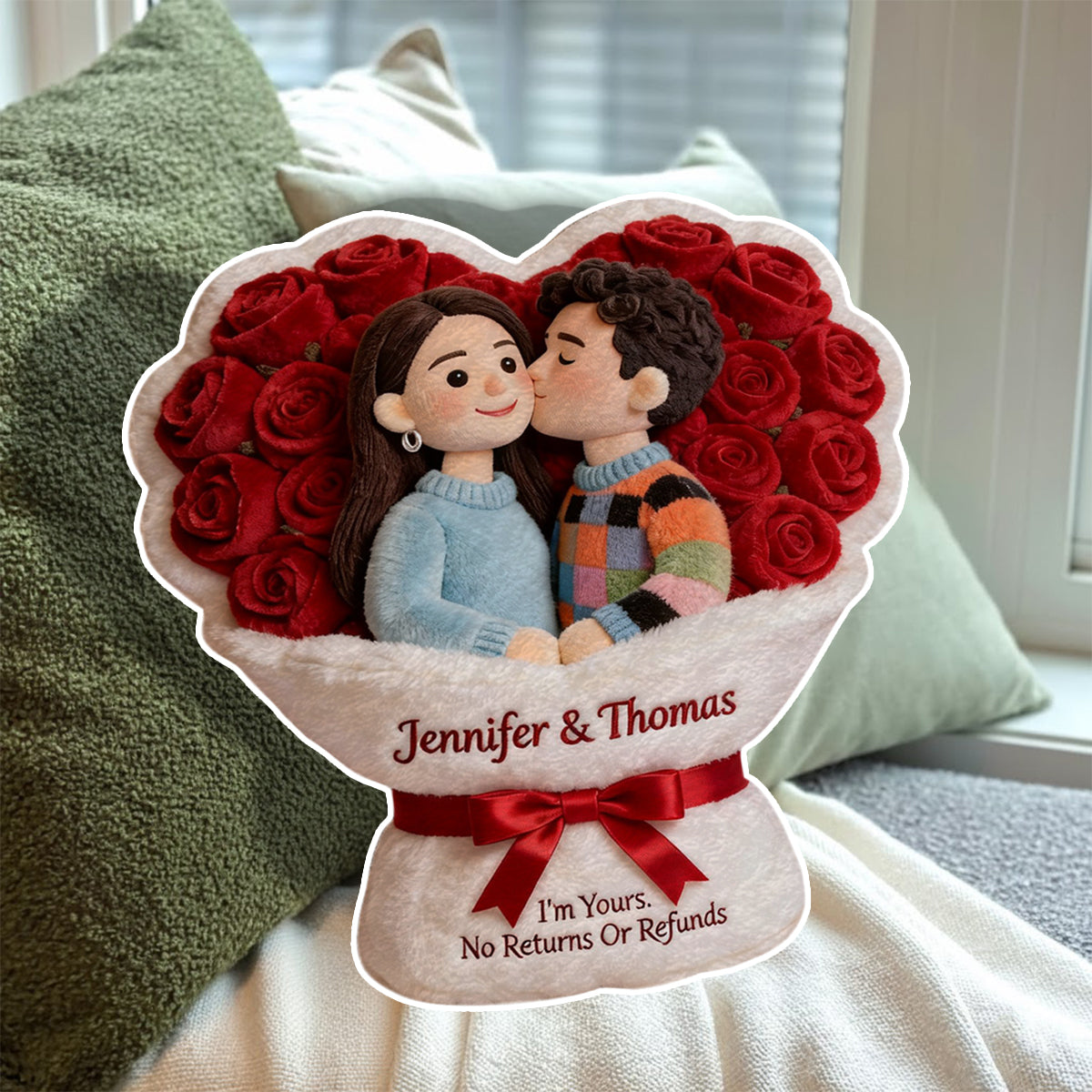 You & Me We Got This - Personalized Couple Faux Fur Shaped Pillow