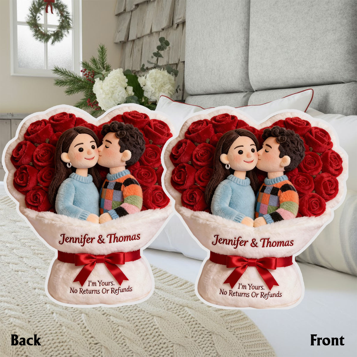 You & Me We Got This - Personalized Couple Faux Fur Shaped Pillow