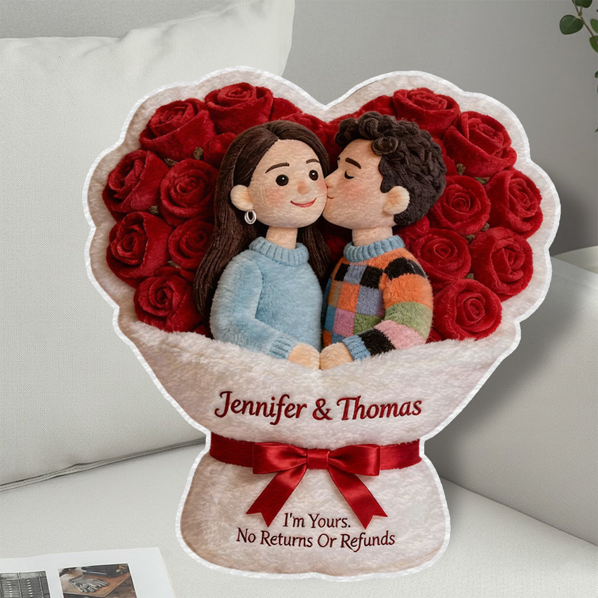 You & Me We Got This - Personalized Couple Faux Fur Shaped Pillow