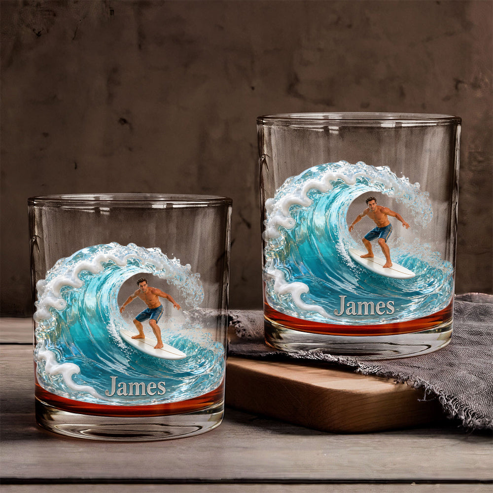 Amour du Surf - Verre à Whiskey Personnalisé