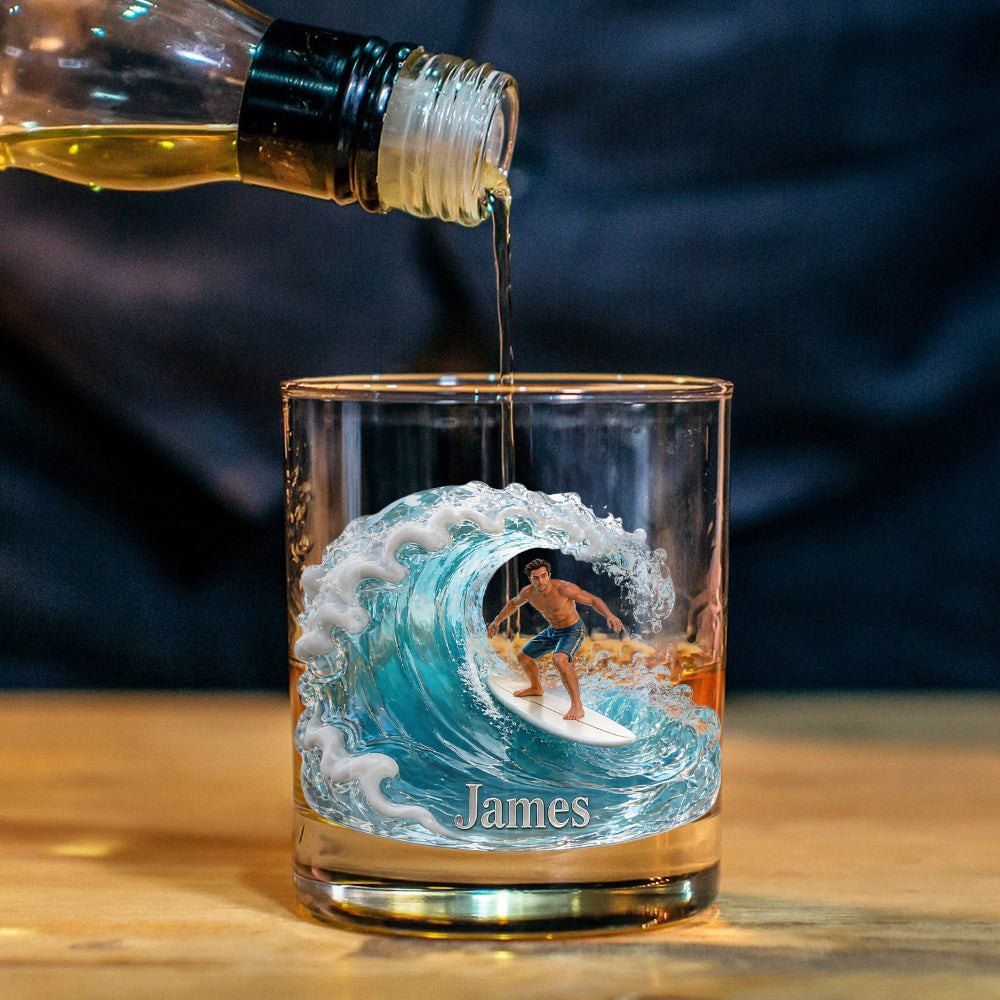 Amour du Surf - Verre à Whiskey Personnalisé