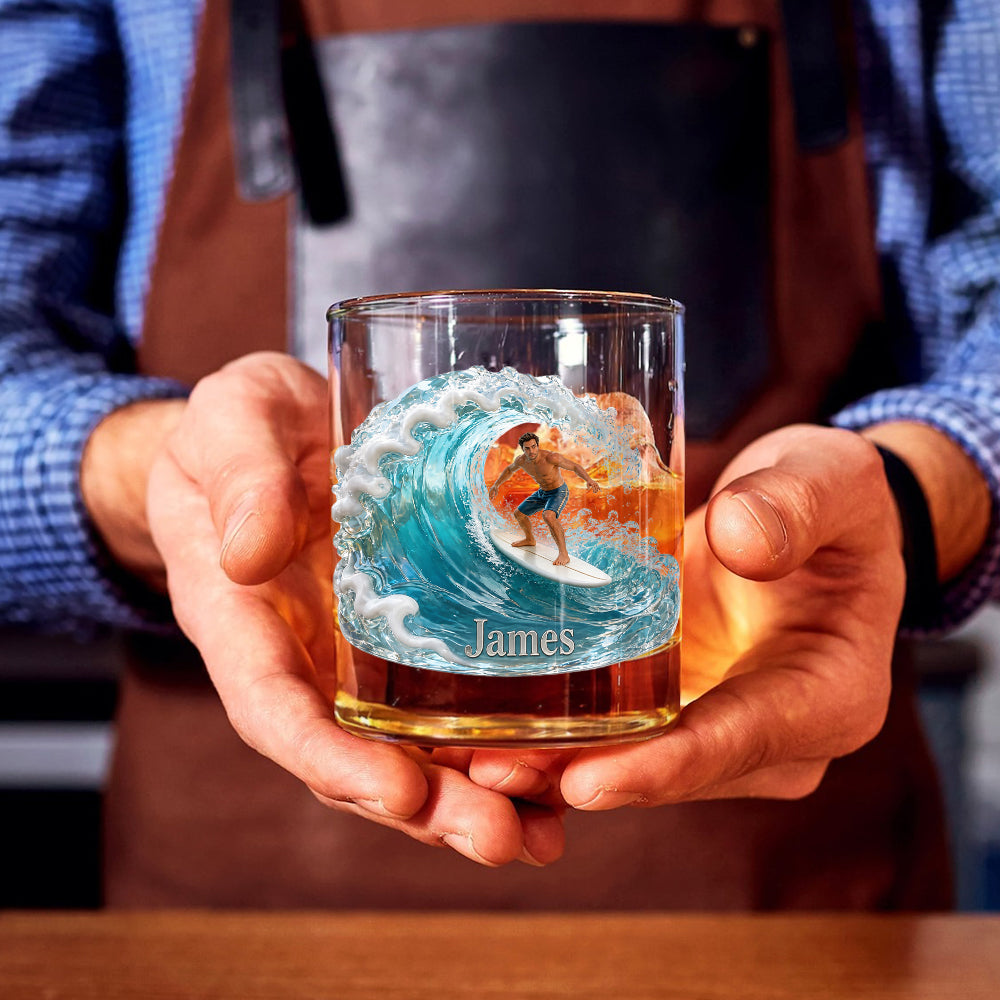 Amour du Surf - Verre à Whiskey Personnalisé