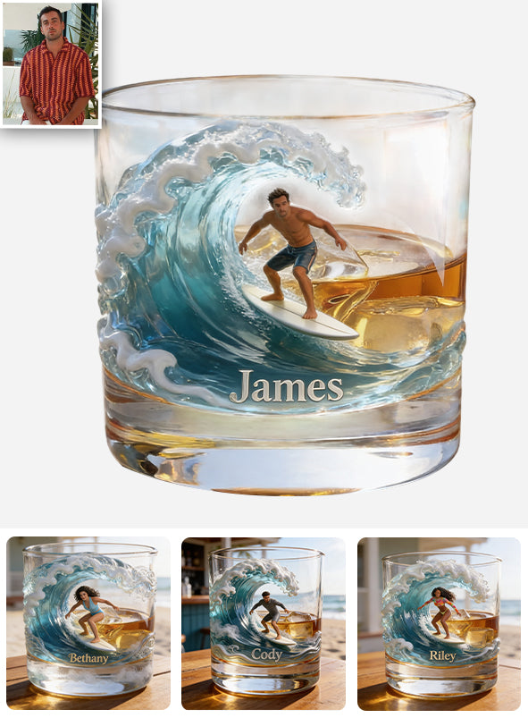 Amour du Surf - Verre à Whiskey Personnalisé