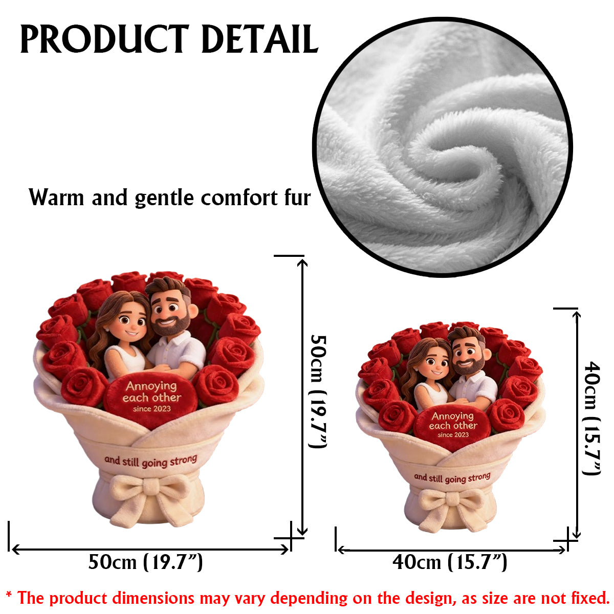 Annoying each other - Personalized Couple Faux Fur Shaped Pillow