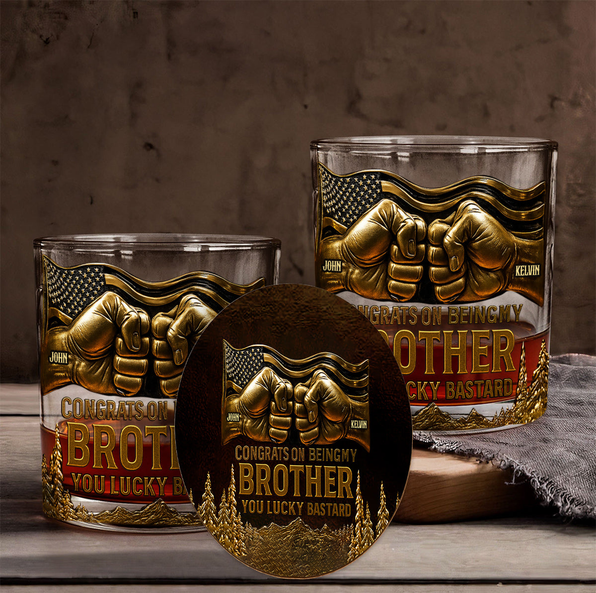 Congrat On Being My Brother - Personalized Sibling Whiskey Glass
