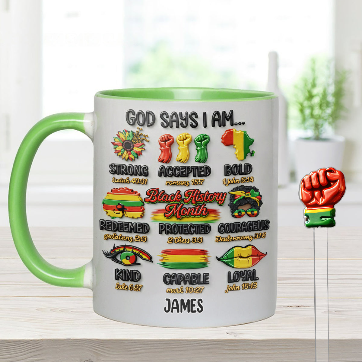 Mois de l'histoire des Noirs, Dieu dit que tu es - Mug personnalisé afro-américain avec agitateurs en acrylique