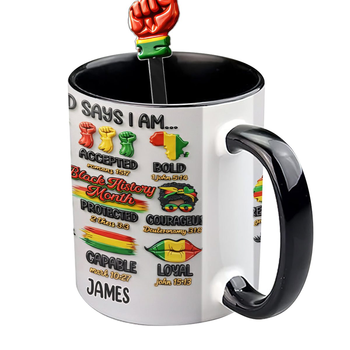 Mois de l'histoire des Noirs, Dieu dit que tu es - Mug personnalisé afro-américain avec agitateurs en acrylique