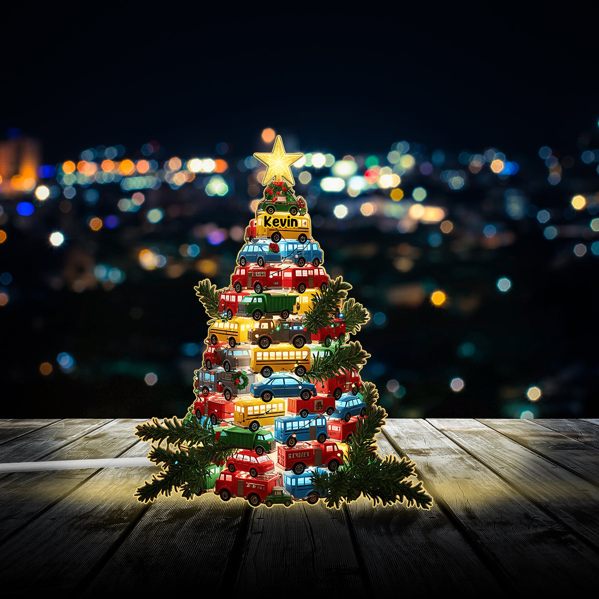 Cars Christmas - Personalized Kid Acrylic LED Night Light