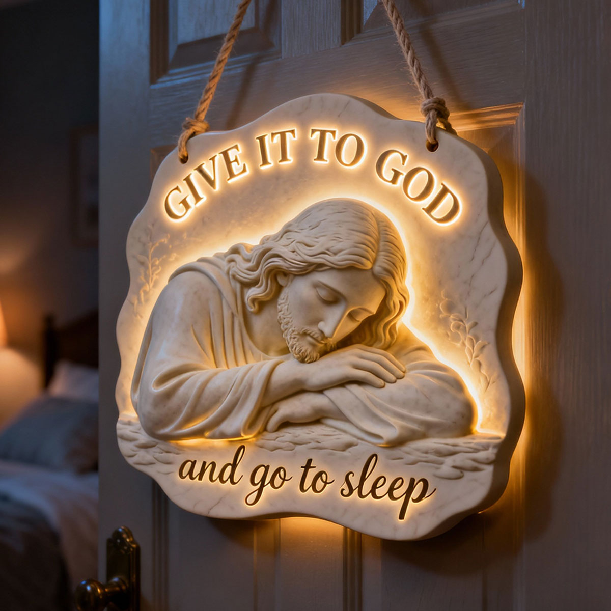 Give It To God And Go To Sleep - Personalized Christian LED Light Acrylic Sign