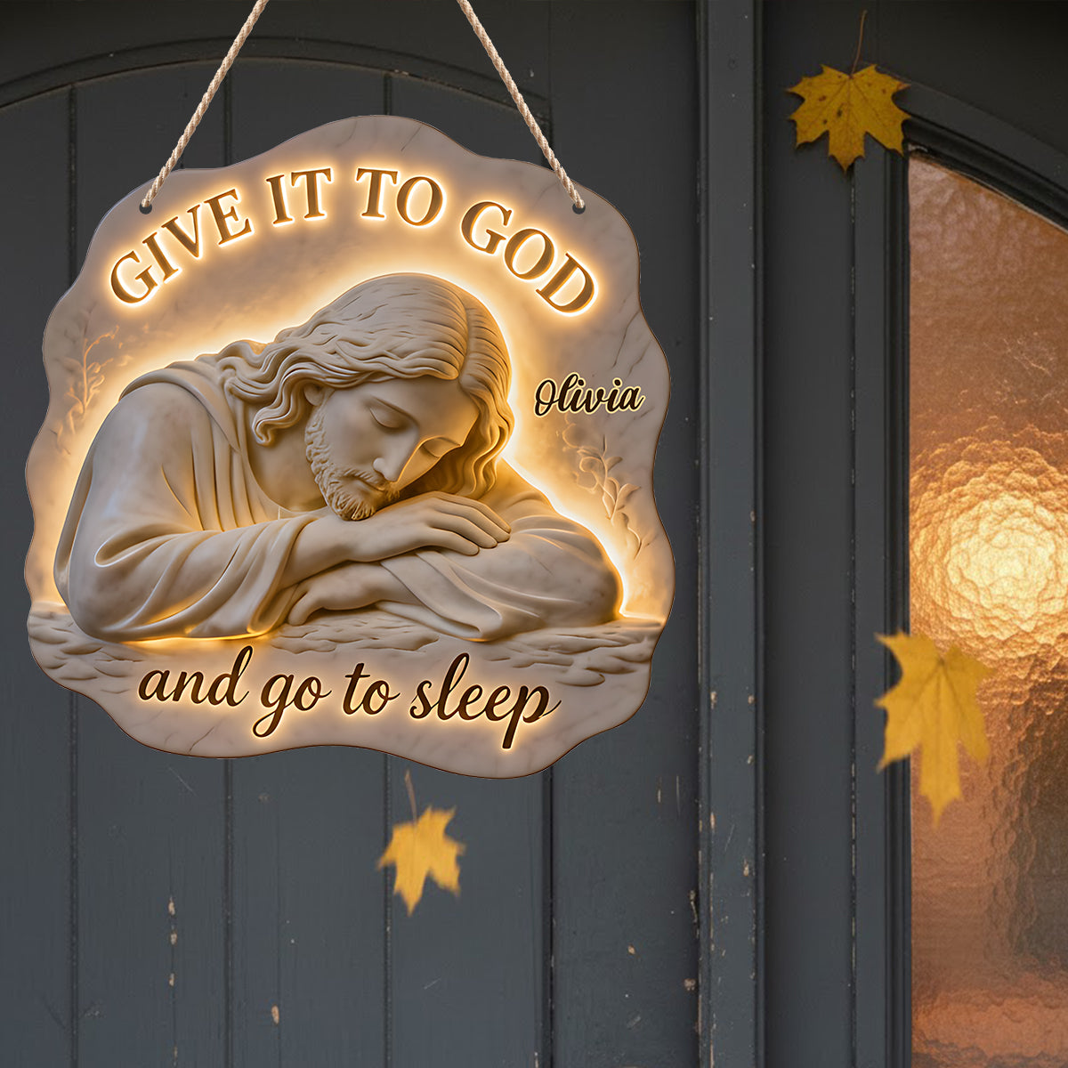 Give It To God And Go To Sleep - Personalized Christian LED Light Acrylic Sign