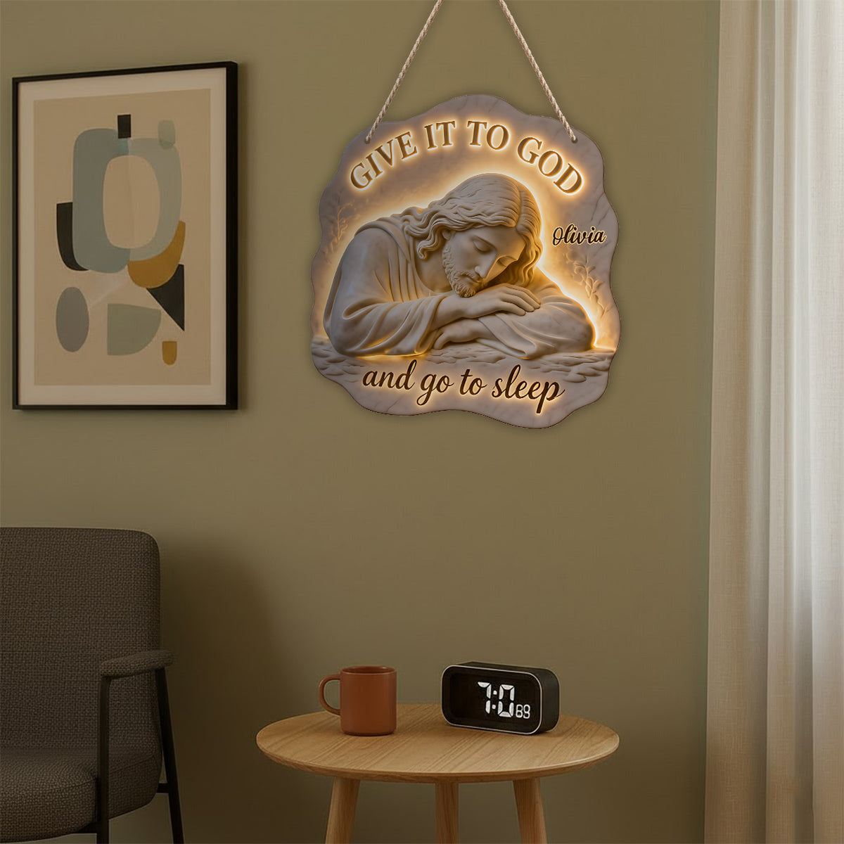 Give It To God And Go To Sleep - Personalized Christian LED Light Acrylic Sign
