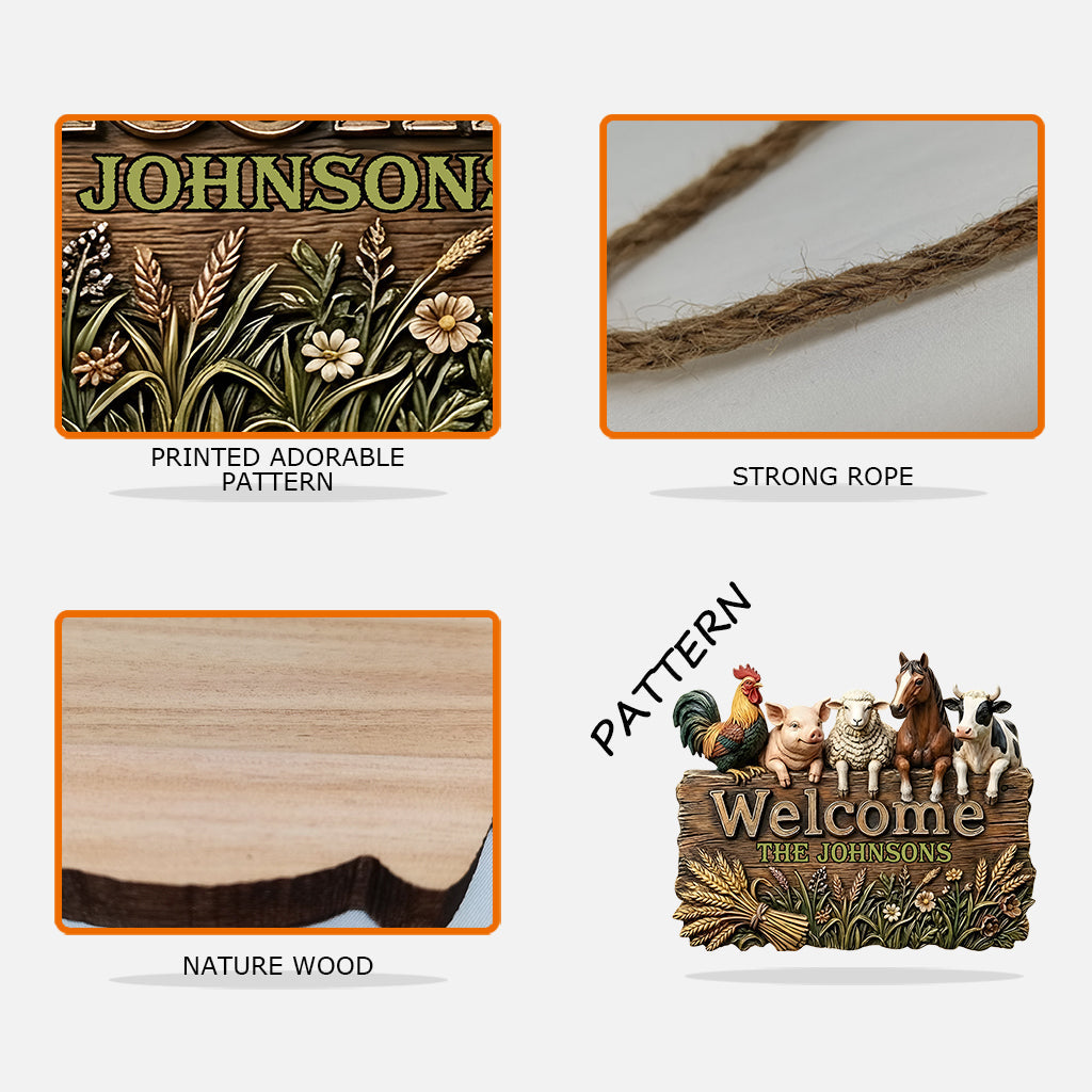 Welcome To Our Farm - Personalized Farmer Custom Shaped Wood Sign
