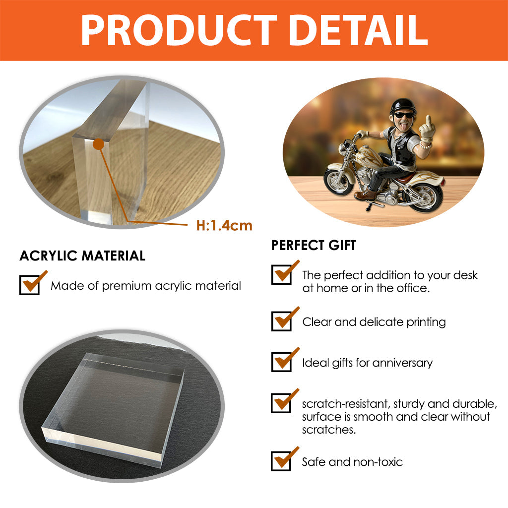 Funny Gift For Biker - Personalized Biker Custom Shaped Acrylic Plaque