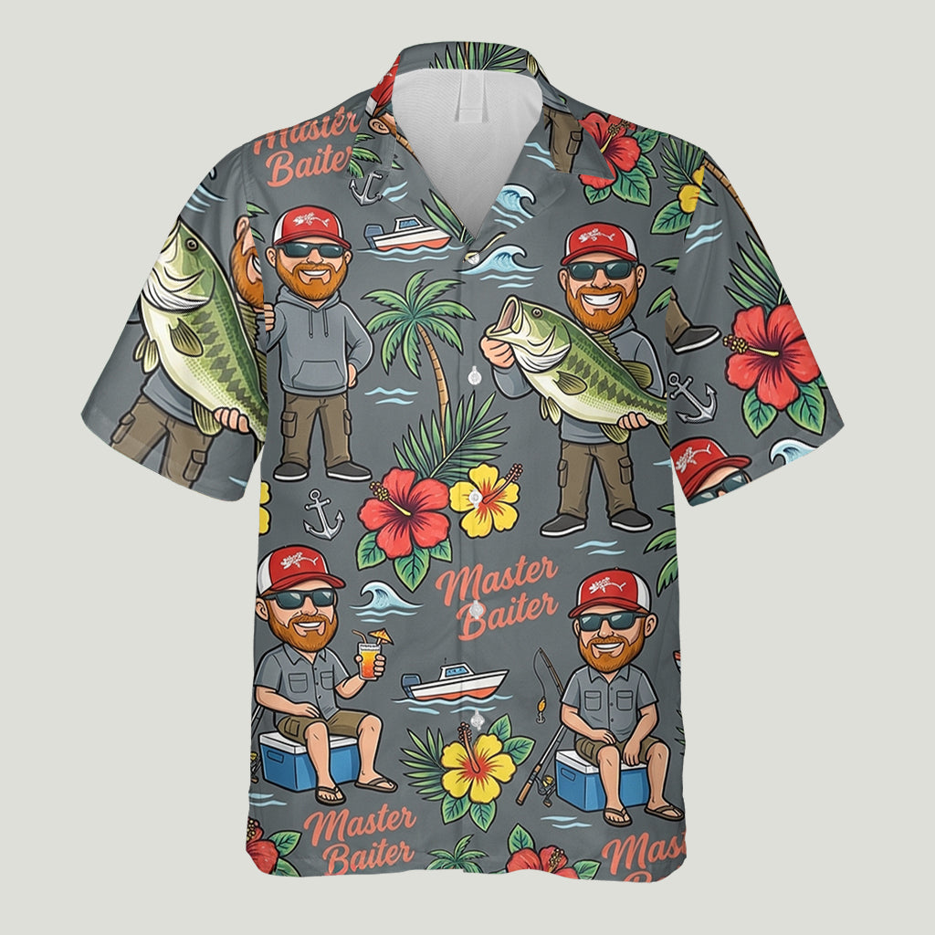 Funny Caricature Hawaiian Shirt For Him/Husband/Dad... - Personalized Fishing Hawaiian Shirt