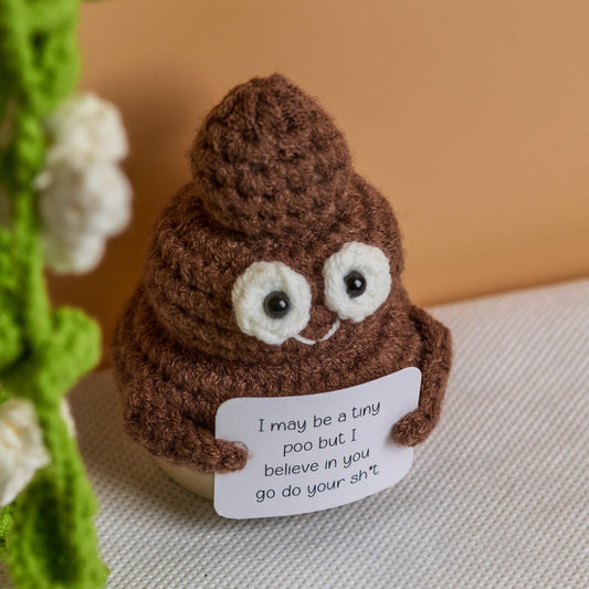Figurine « Positive Poo » au crochet - Figurine tricotée à la main au crochet