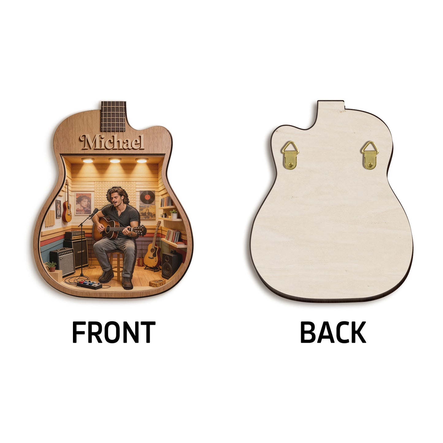 Guitar Lover - Personalized Guitar Wooden Light Shadow Box