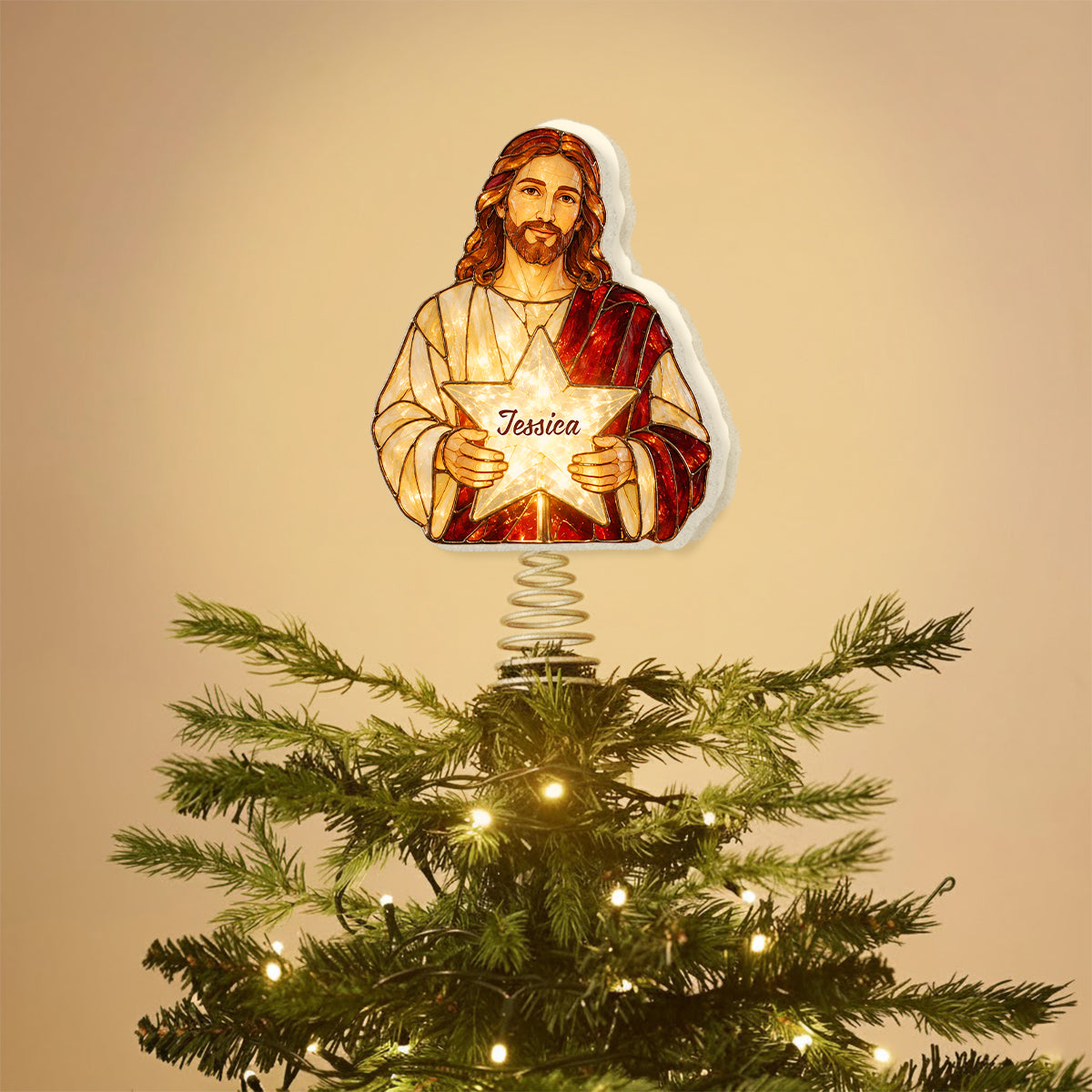 The Holy Night - Personalized Christian LED Light Tree Topper