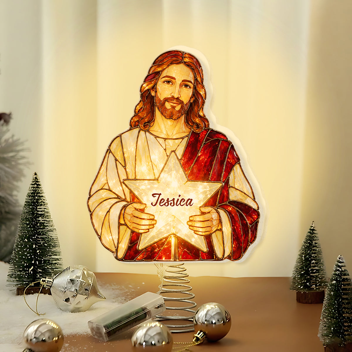 The Holy Night - Personalized Christian LED Light Tree Topper