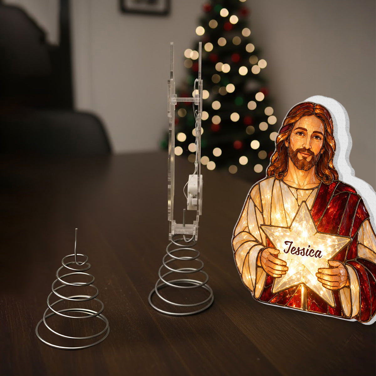 The Holy Night - Personalized Christian LED Light Tree Topper
