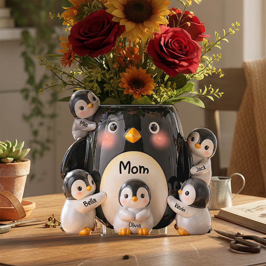 Geschenkidee für Mütter, Pinguinliebhaber - Personalisierter Pinguinliebhaber Acryltopf
