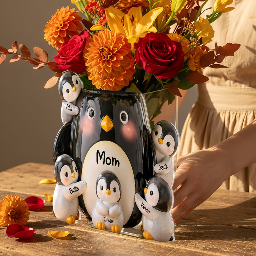 Geschenkidee für Mütter, Pinguinliebhaber - Personalisierter Pinguinliebhaber Acryltopf
